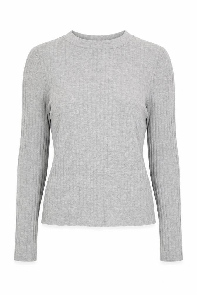 Front view of River Island women’s grey cotton basic t-shirt, size UK 6, round neck