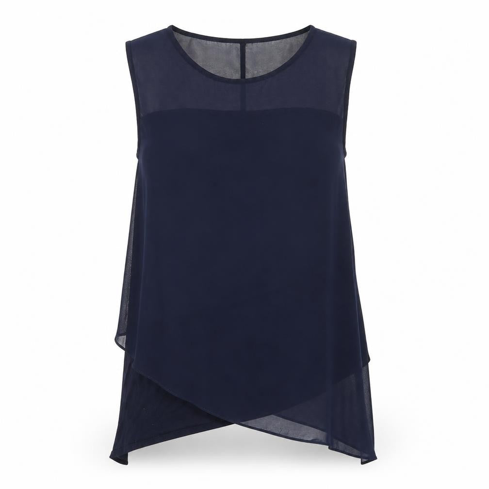 Tu Womens Blue  Viscose Basic Tank Size 10 Round Neck