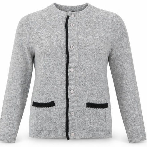 Glimpse Womens Grey Round Neck  Acrylic Cardigan Jumper Size S