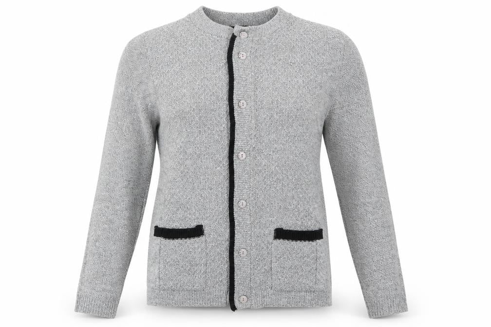 Glimpse Womens Grey Round Neck  Acrylic Cardigan Jumper Size S