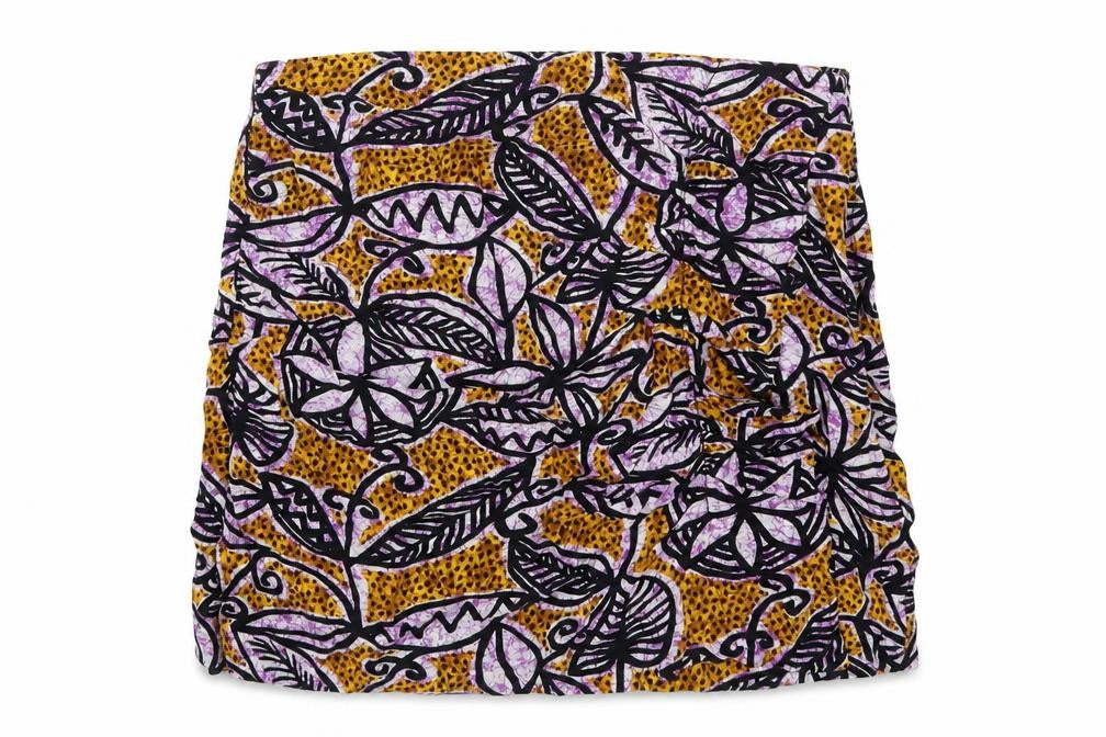 Front view of Zara women’s multicoloured geometric viscose mini skirt, size S, zip - leaf flower print
