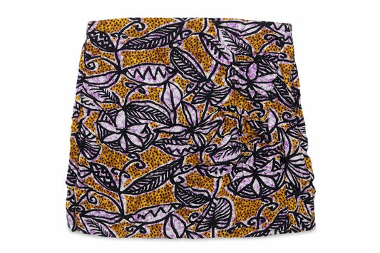 Front view of Zara women’s multicoloured geometric viscose mini skirt, size S, zip - leaf flower print