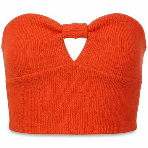 Boohoo Womens Orange  Polyester Cropped Tank Size 12 Off the Shoulder