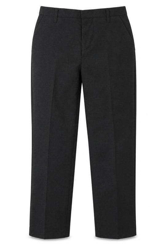 Front view of TU boys’ grey polyester capri trousers, size 10, years regular hook & eye - school wear