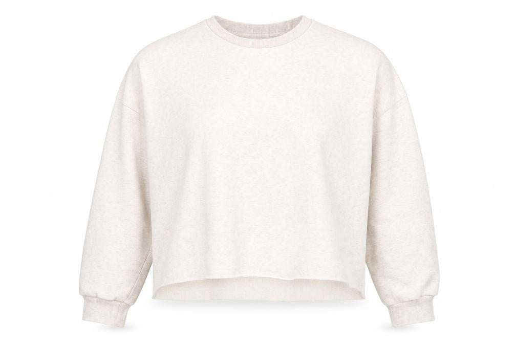 Front view of Primark women’s beige cotton pullover sweatshirt, size M