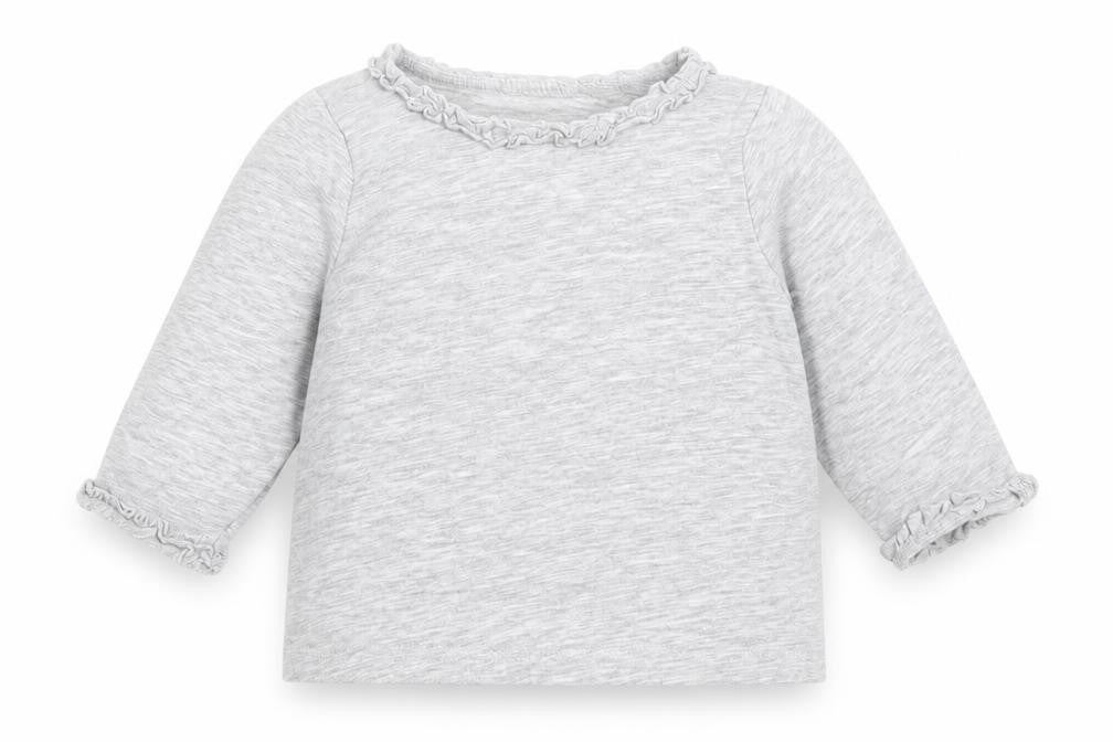 H&M Girls Grey  Cotton Basic T-Shirt Size 3-6 Months Round Neck