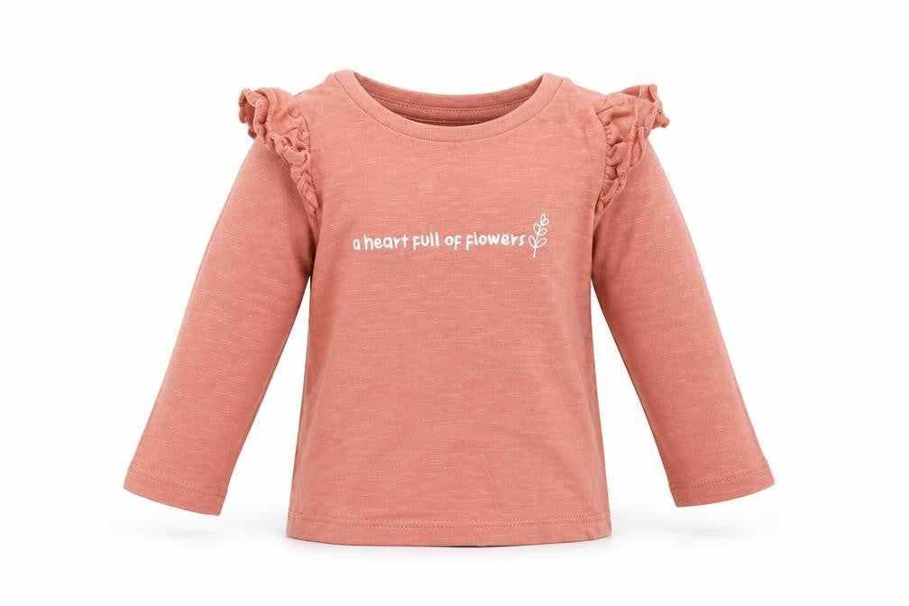 Front view of Primark girls’ pink cotton basic t-shirt, size 6-9, months round neck