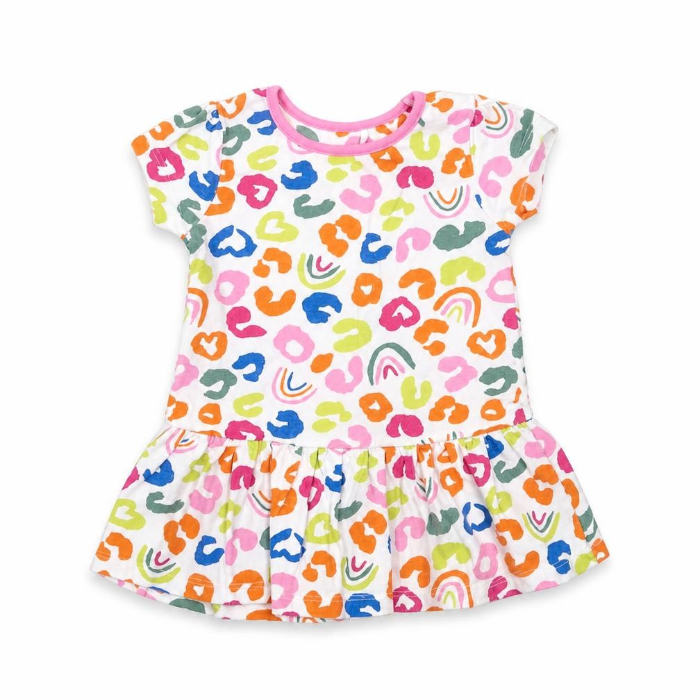 Mini Club Girls Multicoloured Geometric Cotton T-Shirt Dress  Size 9-12 Months  Round Neck