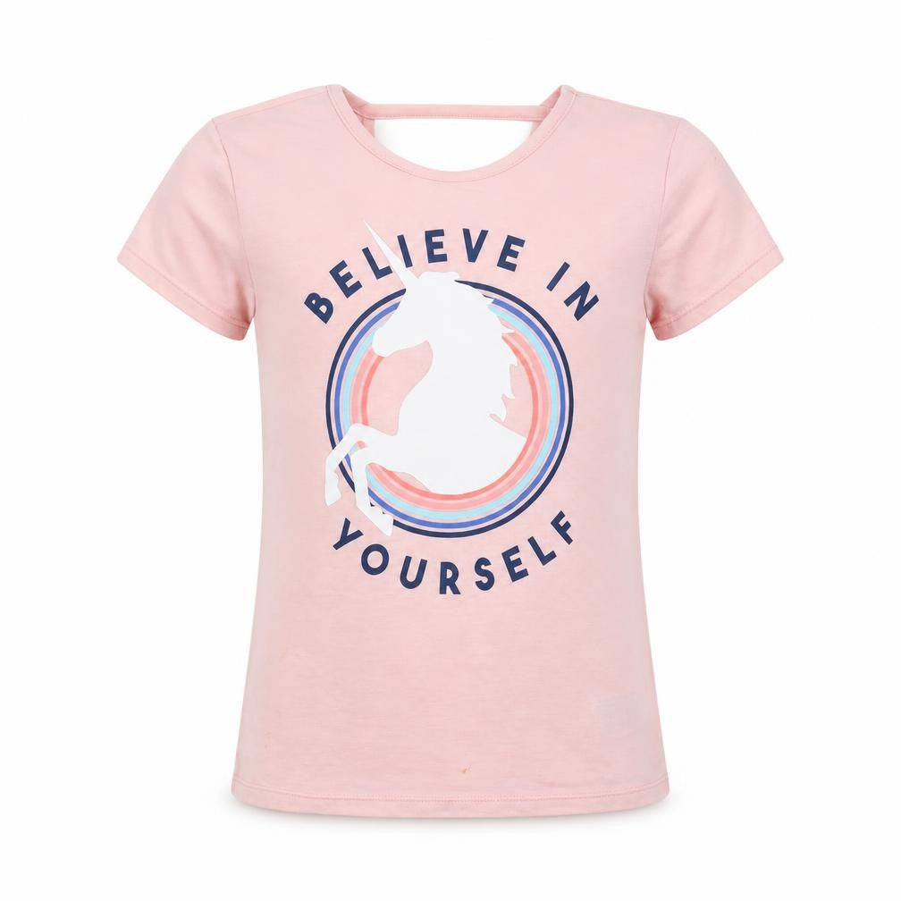Gap Girls Pink  Polyester Basic T-Shirt Size 8-9 Years Round Neck  - Believe in yourself