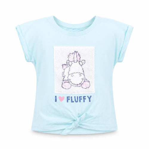 DISPICABLE ME Girls Blue  Cotton Basic T-Shirt Size 4 Years Round Neck  - sequins