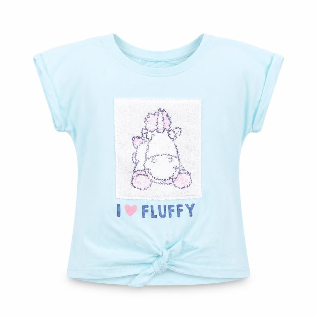 DISPICABLE ME Girls Blue  Cotton Basic T-Shirt Size 4 Years Round Neck  - sequins