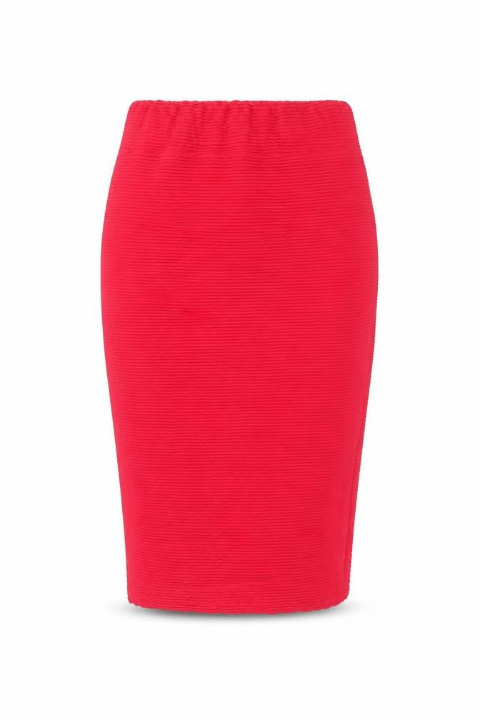 Front view of River Island women’s pink polyester straight & pencil skirt, size UK 8