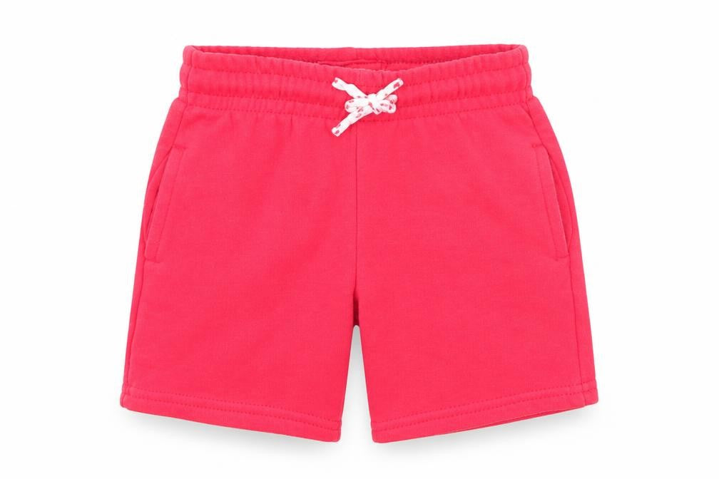 Front view of Primark boys’ red cotton sweat shorts, size 2, years regular