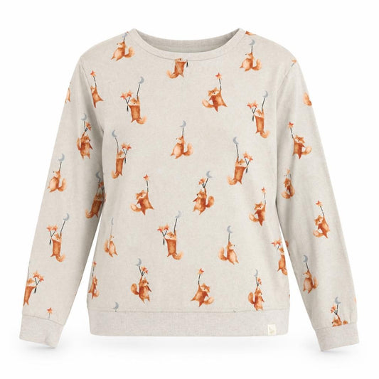 Front view of Next women’s beige round neck polyester jumper, size UK 12, - pj top