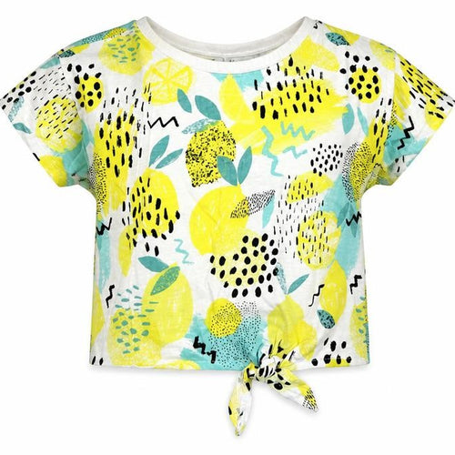 TU Girls Yellow  Cotton Cropped T-Shirt Size 6 Years Round Neck