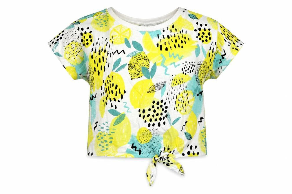 TU Girls Yellow  Cotton Cropped T-Shirt Size 6 Years Round Neck