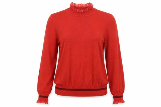 Front view of Next women’s red collared polyester jumper, size M
