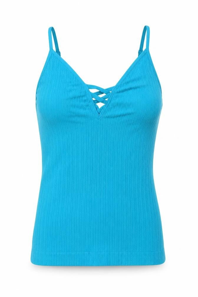 New Look Womens Blue  Nylon Camisole Blouse Size XS V-Neck