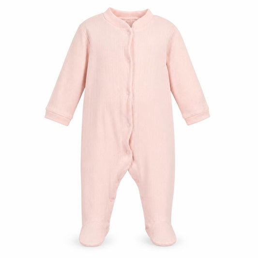 Front view of Chick Pea Baby Pink Cotton Babygrow One-Piece, size 3-6, Months Snap