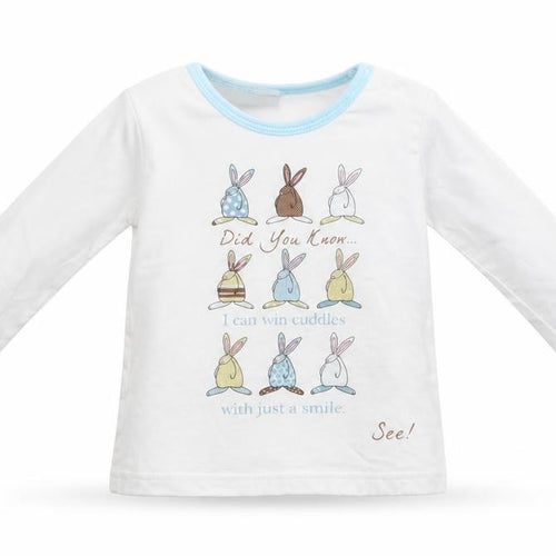Little Rufus Baby White  Cotton Basic Polo Size 6-9 Months Crew Neck  - Bunnies