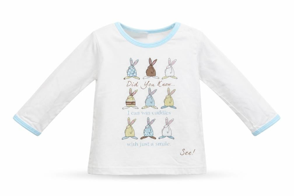 Little Rufus Baby White  Cotton Basic Polo Size 6-9 Months Crew Neck  - Bunnies