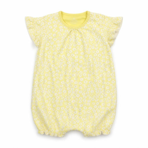 NEXT Baby Yellow Floral Cotton Romper One-Piece Size 9-12 Months  Snap