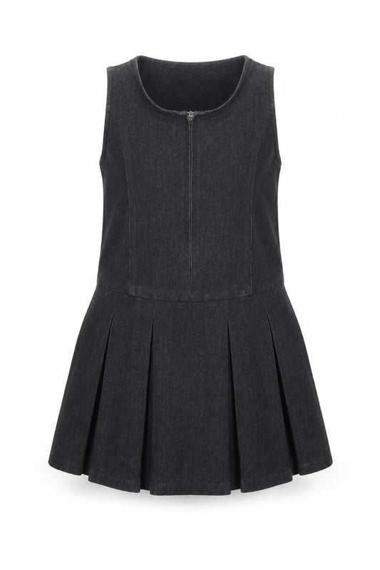 Front view of Next girls’ grey polyester a-line, size 5, years round neck zip