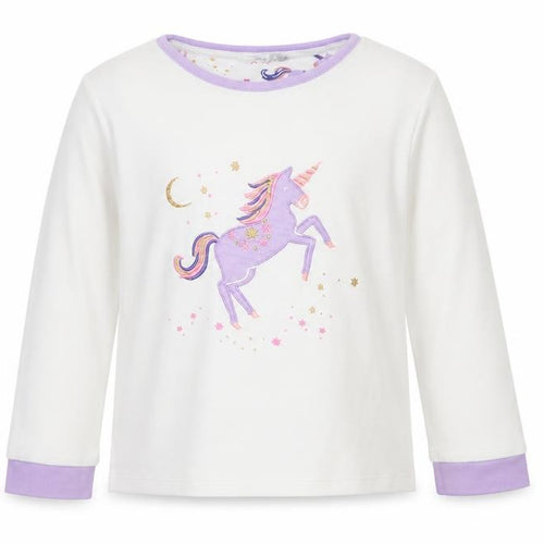 John Lewis Girls White Solid Cotton Top Pyjama Top Size 8 Years  Pullover - Unicorn Purple