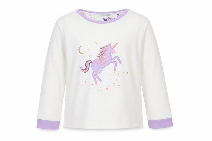 John Lewis Girls White Solid Cotton Top Pyjama Top Size 8 Years  Pullover - Unicorn Purple