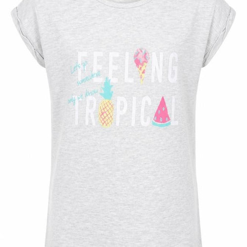 Girls Girls Grey  Cotton Basic T-Shirt Size 13-14 Years Crew Neck  - Summer Fruits