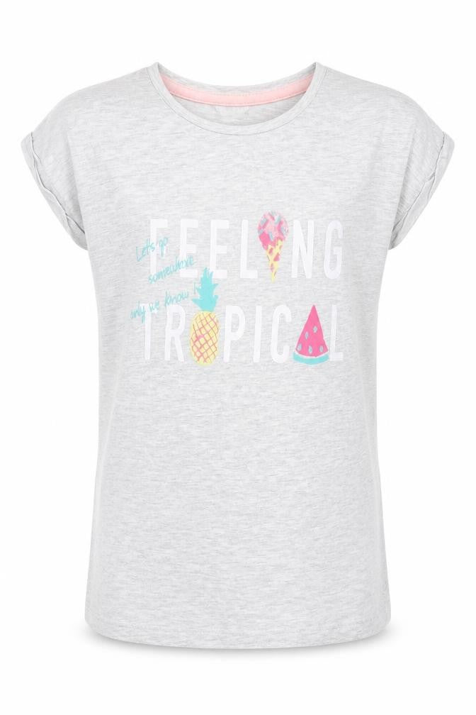 Girls Girls Grey  Cotton Basic T-Shirt Size 13-14 Years Crew Neck  - Summer Fruits