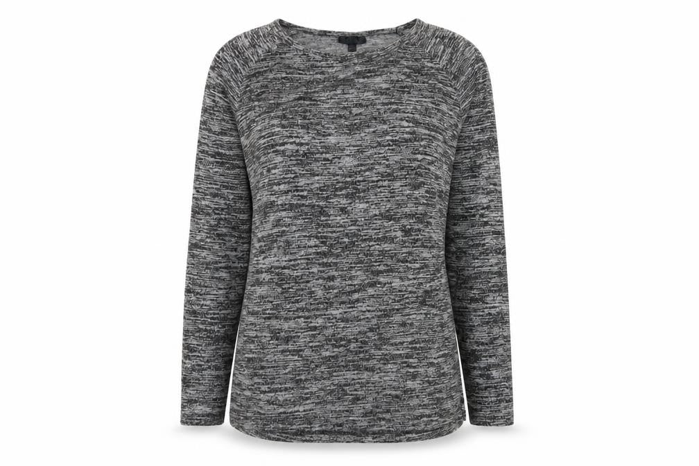 Front view of Topshop women’s grey viscose basic t-shirt, size UK 6, round neck