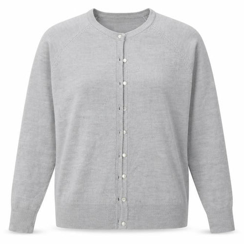 Classic Womens Grey Crew Neck  Acrylic Cardigan Jumper Size M   - soft touch