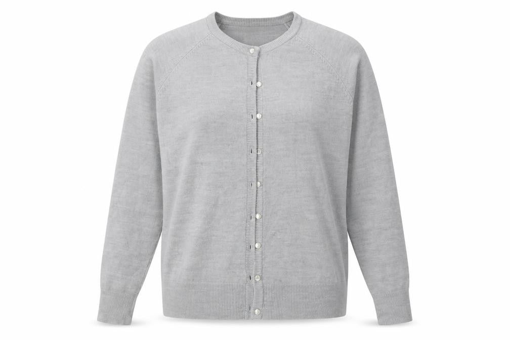 Classic Womens Grey Crew Neck  Acrylic Cardigan Jumper Size M   - soft touch