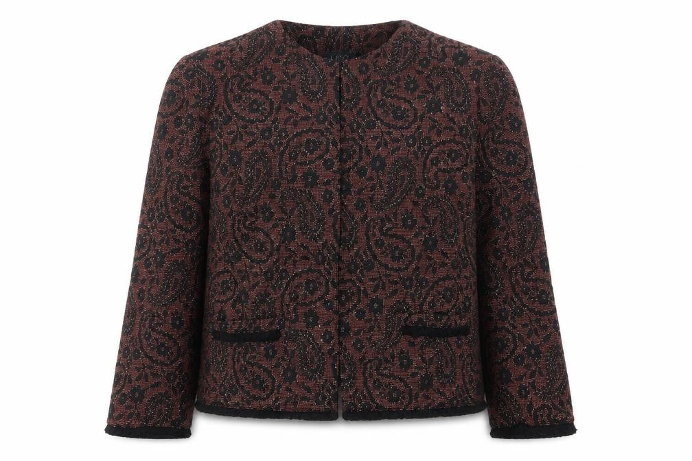 Marks and Spencer Womens Red Round Neck Floral Polyester Cardigan Jumper Size 14