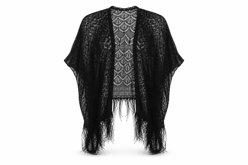 Front view of Select women’s black v-neck polyester cardigan jumper, size M