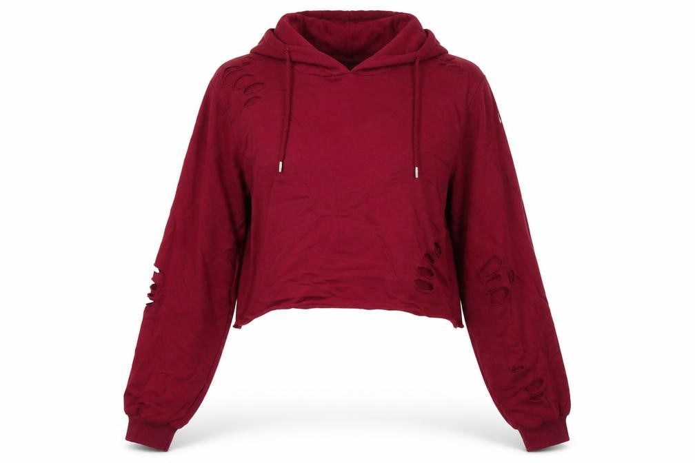 Front view of Select women’s purple cotton pullover hoodie, size M, - cropped