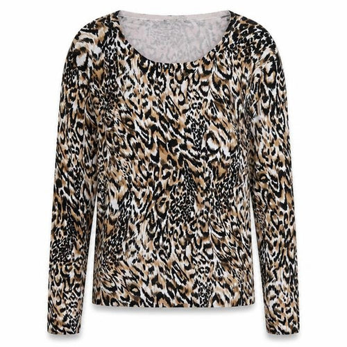 Christina  Womens Multicoloured Round Neck Animal Print Viscose Pullover Jumper Size L