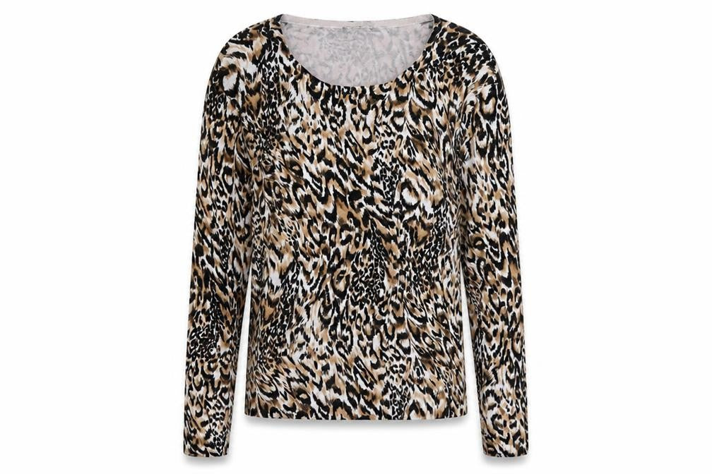 Christina  Womens Multicoloured Round Neck Animal Print Viscose Pullover Jumper Size L