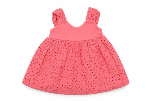 Front view of Gillian's Closet Baby Pink Cotton A-Line, size 6-9, Months Round Neck