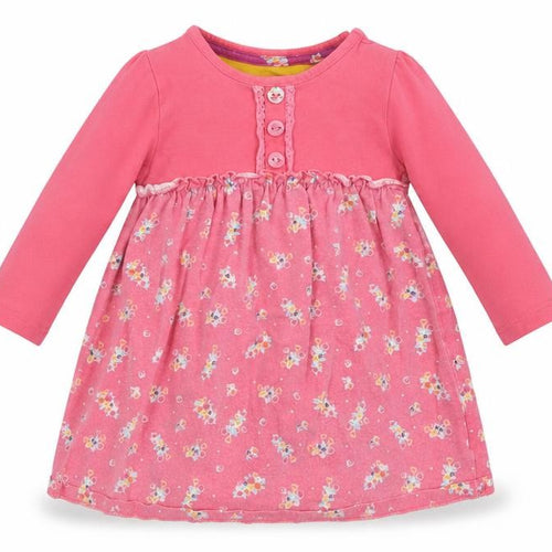 Mothercare Baby Pink Floral Cotton A-Line  Size 9-12 Months  Crew Neck Snap