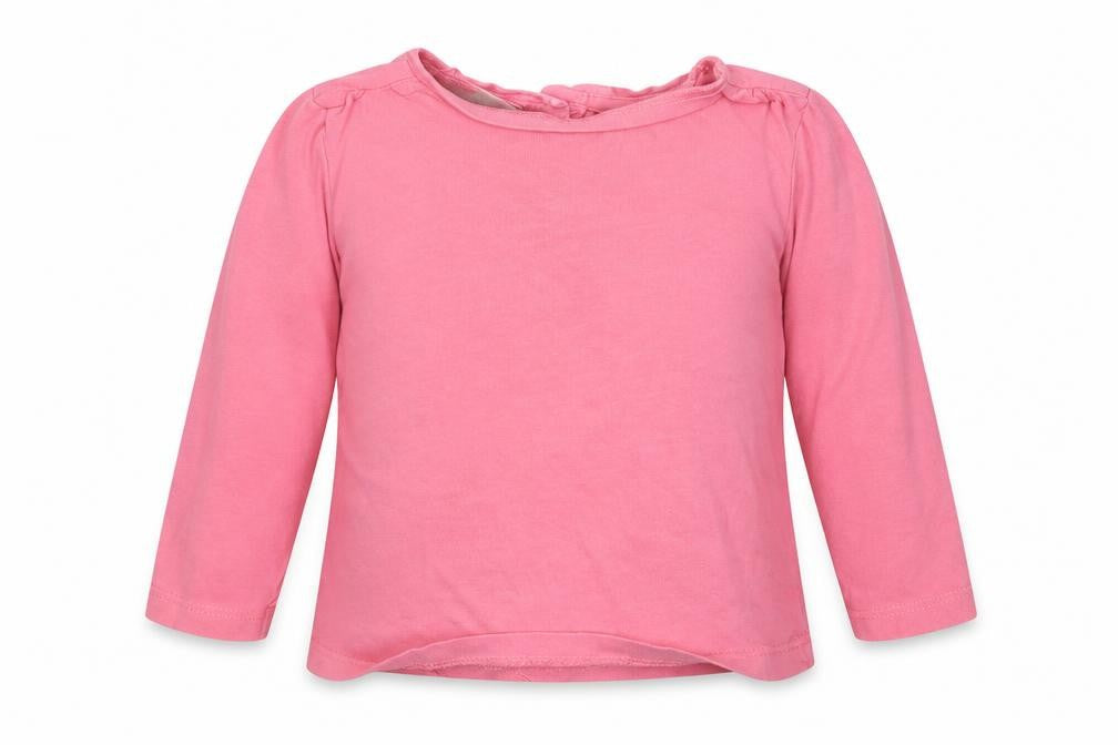 Front view of Next Baby Pink Cotton Basic Blouse, size 9-12, Months Crew Neck Button