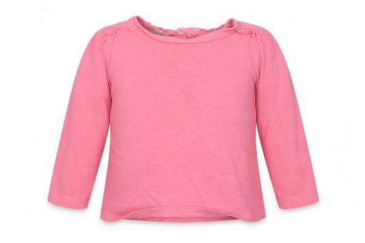 Front view of Next Baby Pink Cotton Basic Blouse, size 9-12, Months Crew Neck Button