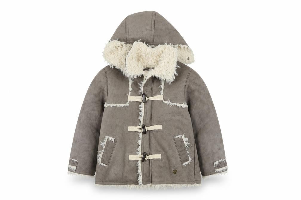 Front view of Boboli girls’ grey jacket, size 2, years zip