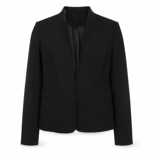 Front view of New Look women’s black polyester jacket blazer, size UK 10