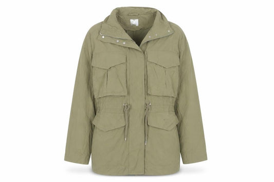 Front view of Preworn women’s green jacket, size S, zip