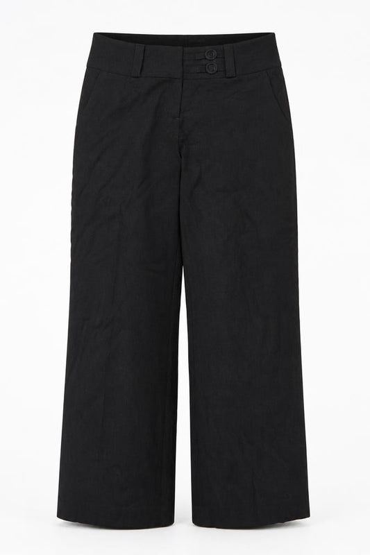 Front view of Marks & Spencer women’s grey polyester blend trousers, size UK 36, in, 30-inch leg regular zip