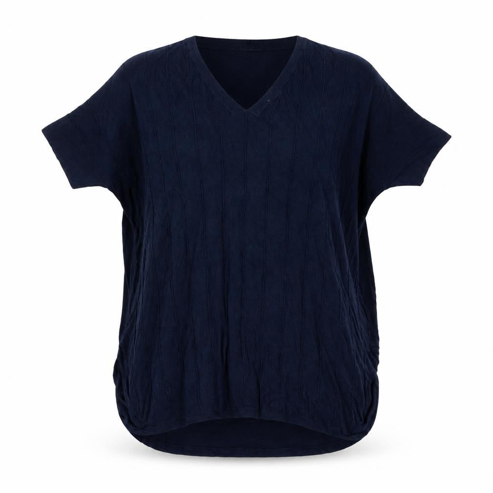 Front view of Tu women’s blue v-neck viscose jumper, size UK 10
