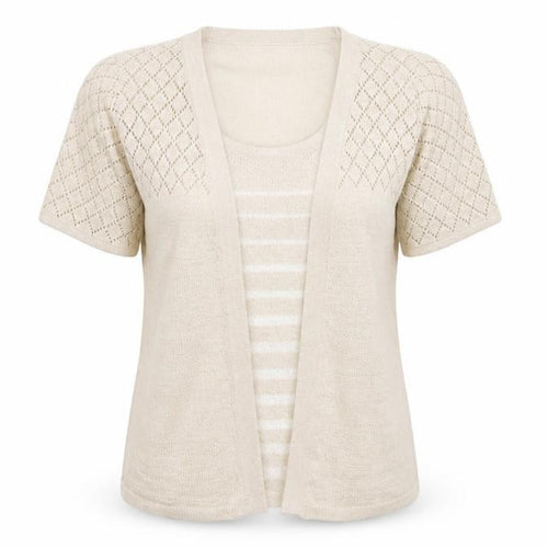 BM Womens Beige Round Neck  Acrylic Cardigan Jumper Size S