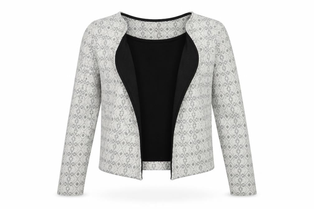 NEXT Womens Ivory Round Neck Geometric Cotton Cardigan Jumper Size 6
